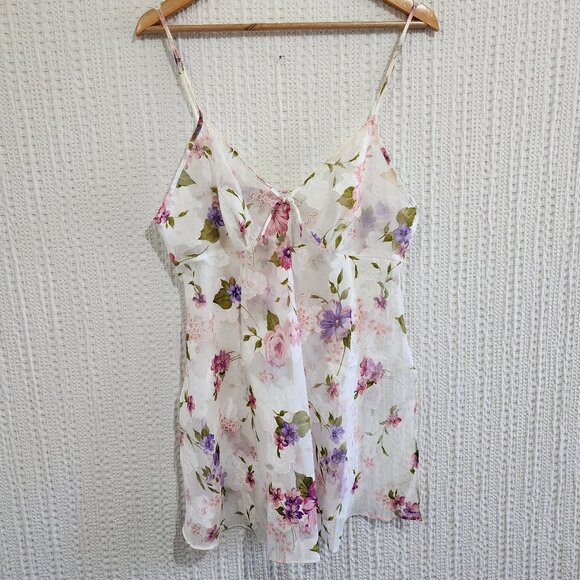 Vintage Other - Vintage Sheer Cottagecore Floral Cami Slip Dress Lingerie Size Large